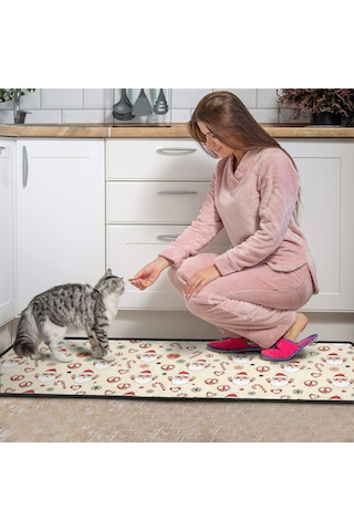 Noel Desenli 2'li Mutfak Matı, Anti-yorgunluk, Yastıklı Ve Kaymaz, Mutfak Ve Ofis İçin Noel Baba Noel Barış