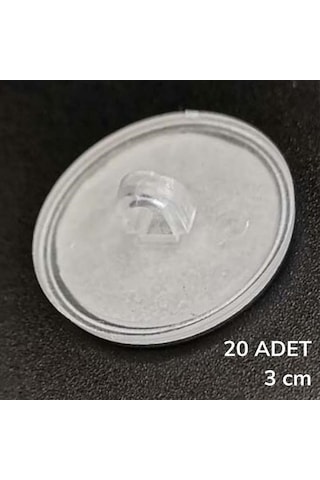 Evyora 20 Adet Şeffaf Yuvarlak 3 Cm Çaplı Güçlü Disk Yapışkanlar