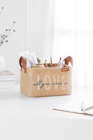 Ocean Home Textile Love Jüt Sepet 24 x 17 x 14 cm