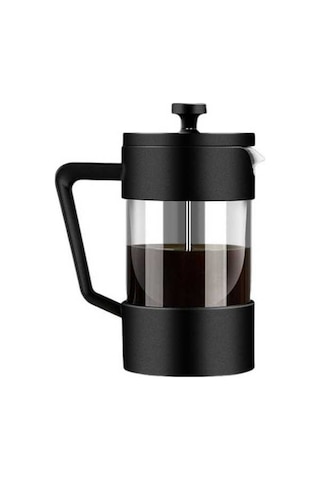 Fortunelane Baizheng Cam Plastik Fransız Pres Çay Makinesi 600 Ml - Siyah Şeffaf Siyah