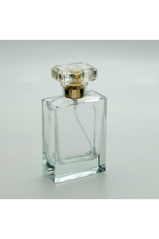 20 Adet Boş Cam Parfüm Şişe, 50 Ml, Dolgulu Kare Model, Şeffaf