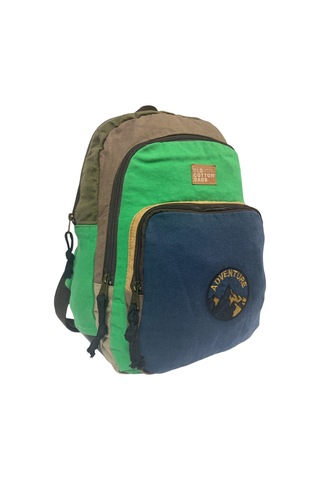 Old Cotton Cargo Kaliteli Siyah Vintage Salaş Baskılı Disayn Günlük Gezi Okul Sırt Çantası Revilla Bag 28x38cm Lacivert - Yeşil