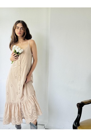 Retrobird Adel Brode Askılı Elbise Kadın Kum-13578-kum Kum Rengi