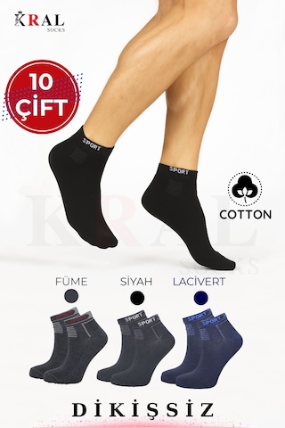 Kral Socks Yeni Sezon Çorap Unisex 10 Çift Parfümlü Yıkamalı Dikişsiz Pamuklu Erkek Çorap Asorti