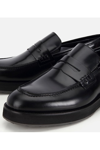 Hotiç Erkek Açma Deri Siyah Kalın Tabanlı Klasik Loafer