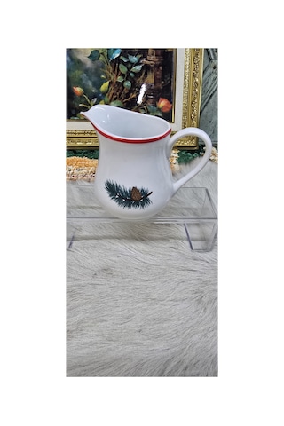 Çam Kozalağı Motifli Seramik Sütlük & Sosluk Ekru