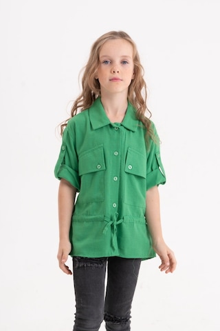 Kız Çocuk Kuşaklı Gömlek 3080 Yeşil