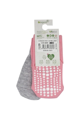 Bibaby Biorganic Paw 2'Li Kaymaz Çorap 68393 Bej-Ekru