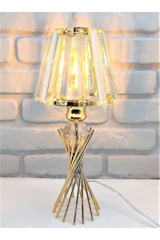 Modern Gold Metal Burgu Kristal Taşlı Kristal Konik Şapka Abajur Gold