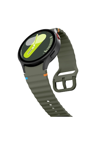 Samsung Galaxy Watch 7 40mm-44mm İle Uyumlu Metal Tokalı Dalgalı Spor Silikon Kordon