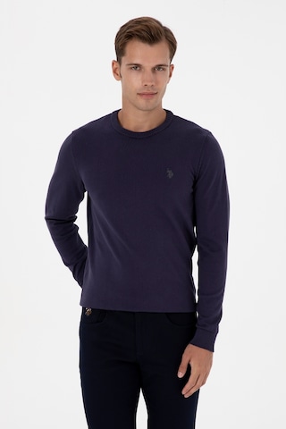 U.S. Polo Assn. Erkek Slim Fit Bisiklet Yaka Mürdüm Basic Kazak 50313713-VR074