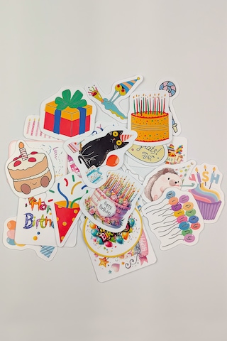 Happy Birthday Sticker Paketi 25 Parça Kaliteli Su Geçirmez Doğum Günü Etiket Seti Çok Renkli
