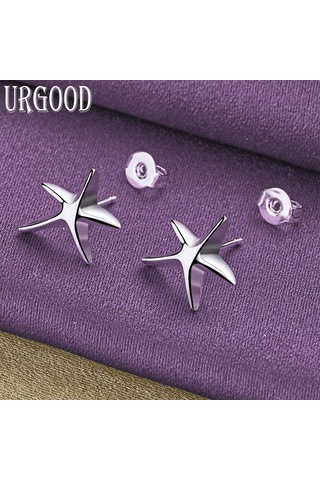 925 Ayar Gümüş Denizyıldızı Küpe Hediye Moda Takı