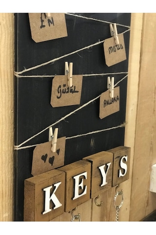 Dekoratif Home Keys Ahşap Resimlik Ve Notluk Kahverengi