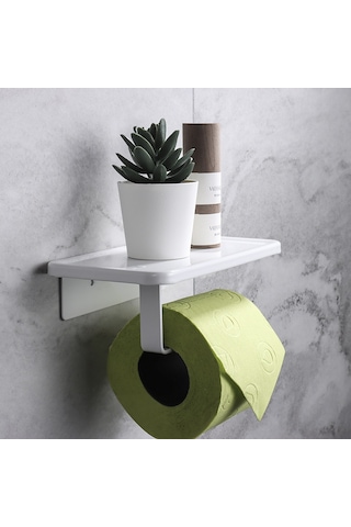 Yunboo Beyaz Uzay Alüminyum Banyo Tutucu: Delik Açmayan/delikli İkili Kullanım, Telefon Ve Tuvalet Kağıdı Saklama, Modern Minimalist Tasarım Diğer