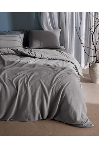Marly Tek Kişilik %100 Pamuk Penye Lastikli Nevresim Takımı - Gri 8684427198940 Gri