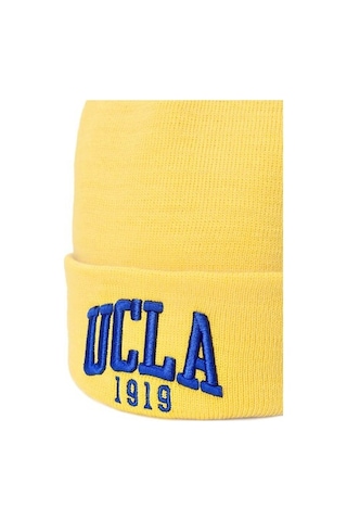 Ucla Lanıta Sarı Bere Nakışlı - Unisex Bere Sarı