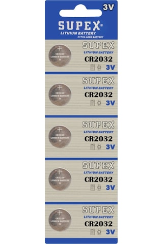 Supex CR2032 Lityum Düğme Pil 5'li Supex CR2032 Lityum Düğme Pil 5'li