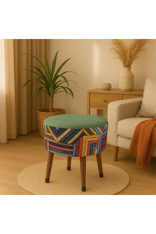 Puf Koltuk Tabure - Etna Gökkuşağı Yeşil Fıstık Yeşili