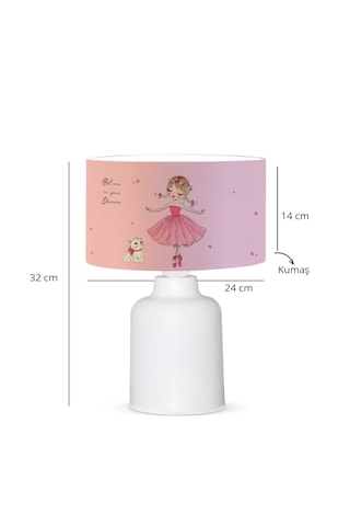 Homing Kumaş Baskılı Kız Çocuk Odası Abajur Ayd-3047 Pembe