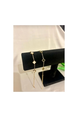 Gold Siyah Ve Beyaz 2li Arkadaş,sevgili Çift Hediye Bileklik Seti Sarı