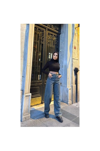 Kene Jeans Yüksek Bel Yan Kemer Tokalı Kargo Cep/baggy Bol Paça Jeans Çok Renkli