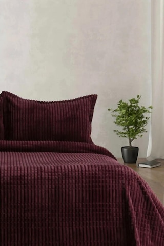 Merinos Modern Line 3 Parça Battaniye Seti - Mürdüm