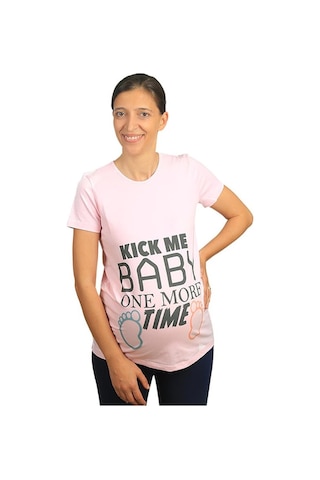 Mummy's Baby Hamile Tişört Kick Me Baby Pembe 8287