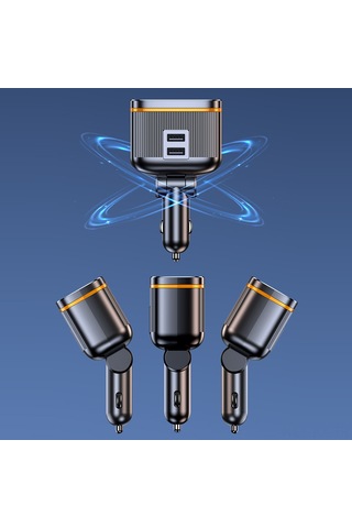 Kangvka Siyah Araç Şarj Aleti 12-24v, Pd45w Hızlı Şarj, İki Usb-c Ve İki Usb Portu, Led Voltaj Göstergesi, Çoklu Güvenlik Koruması
