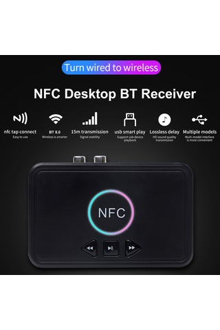 Konesam Siyah Bt 5.0 Ses Alıcısı: Nfc İle Hızlı Bağlanma, Rca/aux/usb Girişleri, 10m Alım Mesafesi, U Disk Müzik Çalma