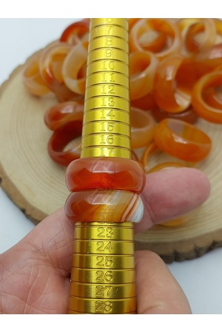 Akik Taşı Kalın Boy Yüzük Bal Kahve Alacalı 11 4mm Kalınlık 59962 Bakır