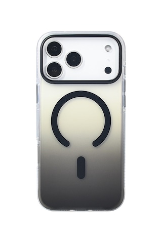 Apple Uyumlu iPhone 17 Pro Max Kılıf Transparan Renk Geçişli M-safe Şarj Özellikli Toros Kapak Siyah