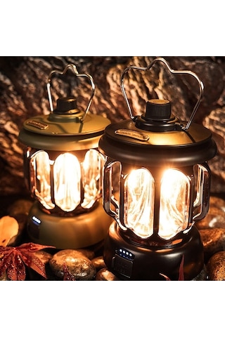 Artfulabode Vintage Siyah Şarj Metal Mekan Mekan Masa Led Lambası Lamba Kampı İçin İç Fener Edilebilir Dış Asma Tk Siyah