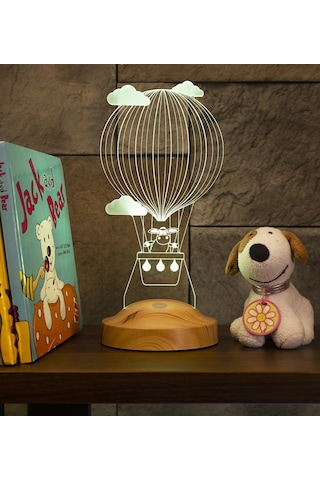 Çocuk Odası Aydınlatması, 3 Boyutlu Kuzulu Balon Bebek Lambası Beyaz - Kahverengi