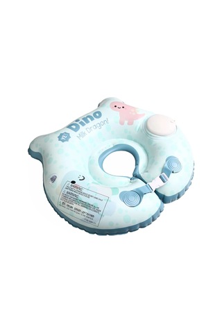 Bebek Boyun Yüzme Simidi Bas Şişir Pratik 0-1 Yaş Çift Emniyet Kilitli Mavi Dino Simit Nr014