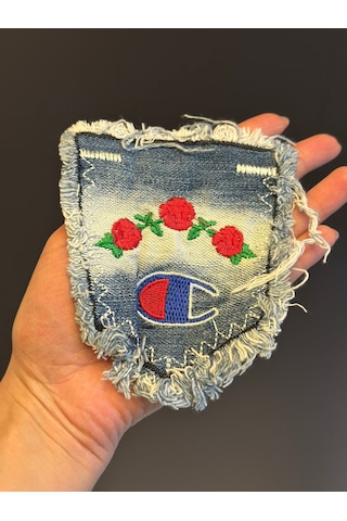 Nakış İşleme Çiçekli Kot Arma Dikiş Aplike Cep Aplike 12x10 Cm