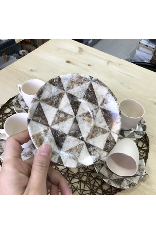 Keramika Kahve Fincan Takımı 12 Parça 17726 Mermer Desen