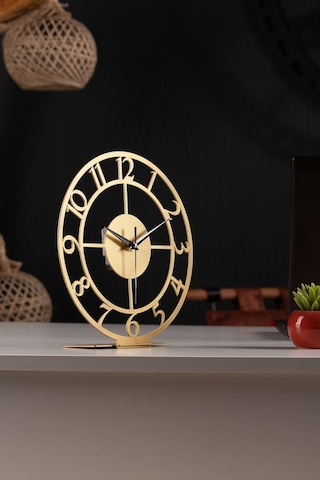 Rakamlı Metal Gold Masa Saati 1,5 Mm Kalınlık 25x23cm Altın