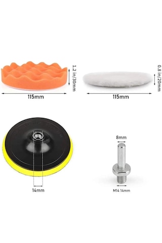 11 Parça Pasta Cila Polisaj Süngeri Seti Matkap Uyumlu 115mm Çap