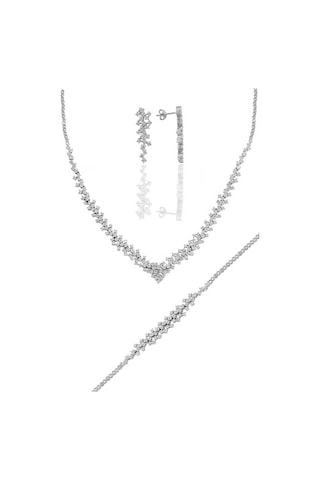 Gümüş Rodyumlu Pırlanta Modeli Su Yolu Gümüş Takım. (536822240)