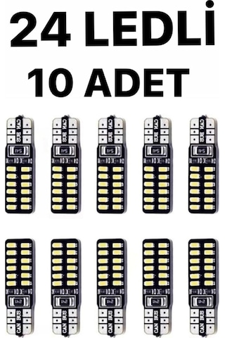 T10 Dipsiz 10 Adet W5w 24 Ledli Canbus Beyaz Park Plaka Ampulü