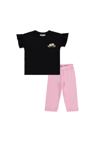 Civil Girls Fiyonklu 2-5 Yaş Takım - Siyah Siyah - Pembe