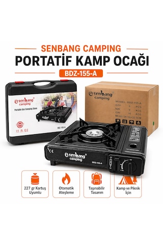 Senbang Camping Portatif Kamp Ocağı 1 Adet Gaz Hediyeli Taşınabilir Piknik Ve Kamp Ocak Siyah