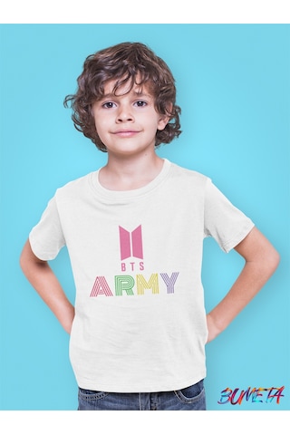 Bumeta Bts Army K-pop Baskılı Çocuk Tişört 3'lü Set Beyaz