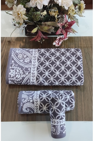 El Ve Yüz Havlusu Hediyeli 1adet Bukle Coton 70x140 Cm. Banyo Havlusu Mürdüm