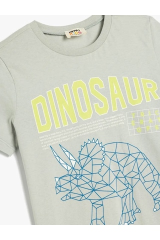 Koton Dinozor Baskılı Pamuklu Gri Erkek Çocuk T-shirt 5skb10153tk Gri