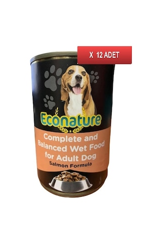 Econature Somon Etli Konserve Yetişkin Köpek Maması 12 x 400 G