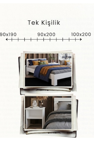 Letto Tek Kişilik Mdf Karyola Ve 2 Komodinli Set