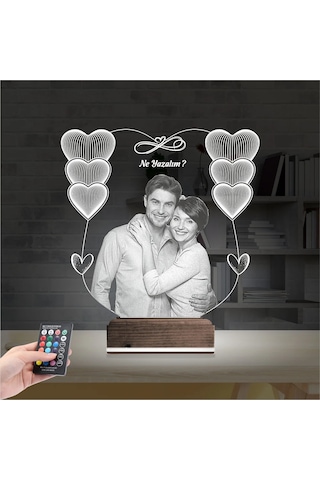 Luvivia Kalp Sevgiliye Hediye Fotoğraflı 3d Lamba - Masa Gece Lambası V15 Şeffaf