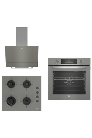 Beko New Grey Star BFC 330 G - BOCD T 6011 EG - BDE 6050 G 3lü Ankastre Set